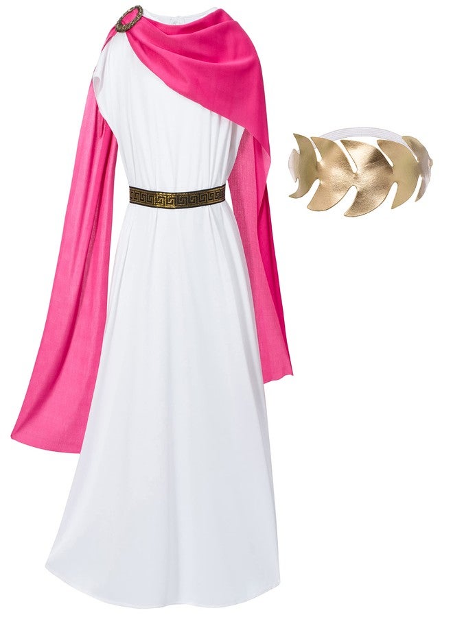 TOGROP Greek Toga Costume for Kids Girls Ancient Greece Mythos Philosopher Rome Nobility Cosplay 8-12 Years Pink - Image 1